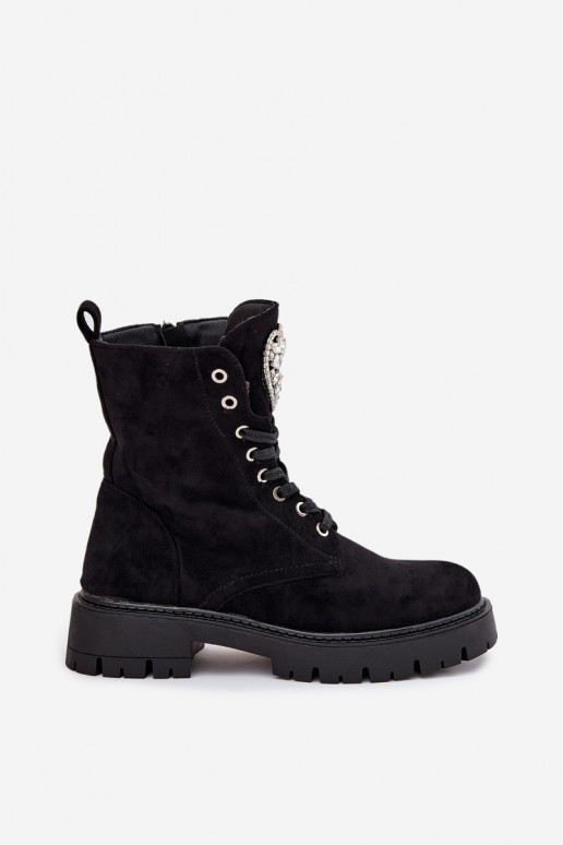 Bottines de travail Féminin aux yeux brillants Activé Języku couleur noire Rosira Bottines de travail Féminin aux yeux brillants Activé Języku couleur noire Rosira