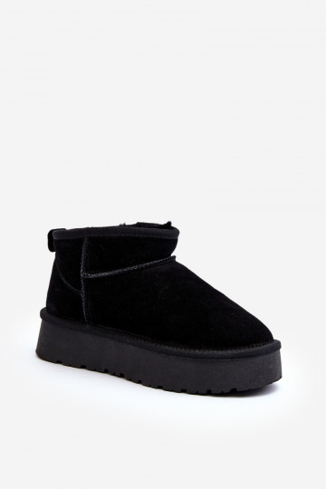 Bottes en daim chaudes pour la neige, couleur noire, Nucca