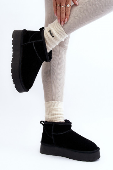 Bottes en daim chaudes pour la neige, couleur noire, Nucca 2