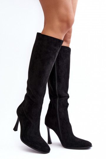 réchauffer bottes pour femmes avec des talons fins couleur noire Isot