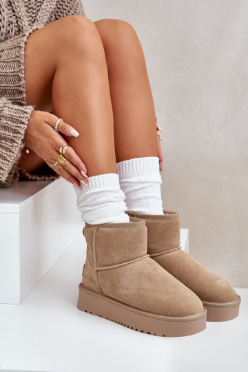 Peau en daim Bottes de neige avec une plateforme À cause de Kubo beige Rianaella
