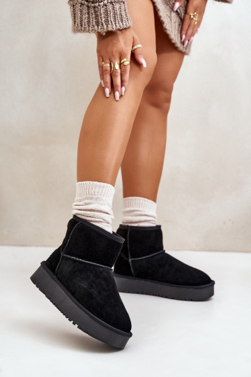 Bottes en cuir suédé pour femmes avec plateforme de forme cubique noires Rianaella 2