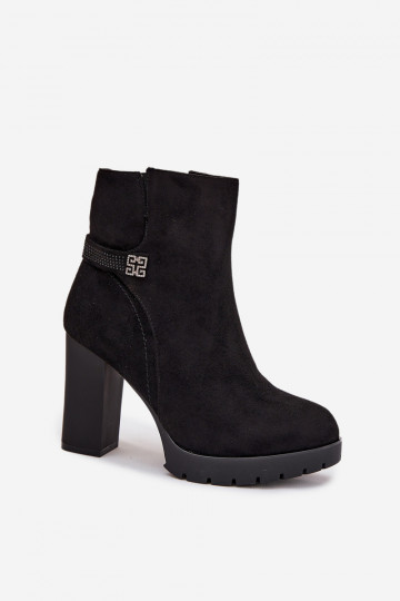 Bottines femme doublées avec talons décorés, couleur noire Zayna 2