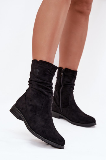 réchauffer Bottes pour femmes Avec un haut frisé avec des talons larges couleur noire Krisia 2