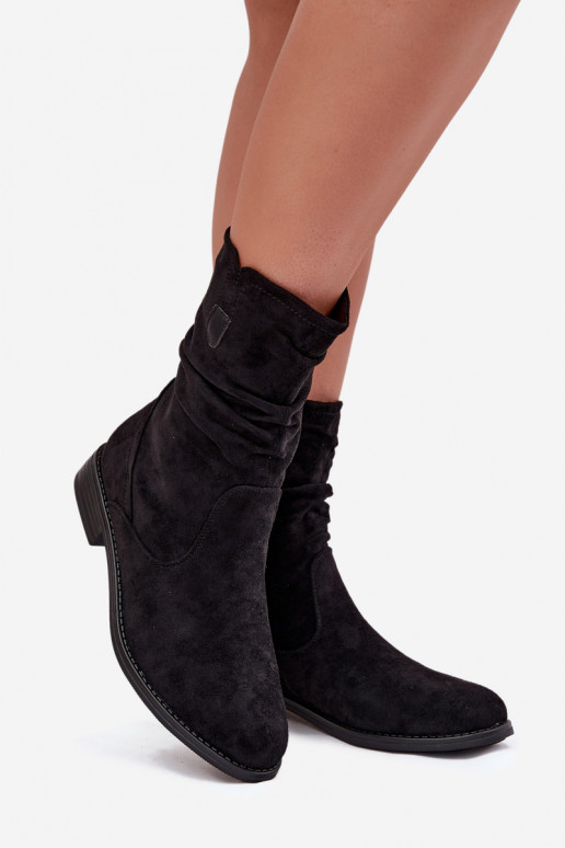 réchauffer Bottes pour femmes Avec un haut frisé avec des talons larges couleur noire Krisia