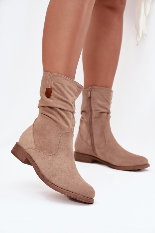 réchauffer Bottes pour femmes Avec un haut frisé avec des talons larges beige Krisia réchauffer Bottes pour femmes Avec un haut frisé avec des talons larges beige Krisia