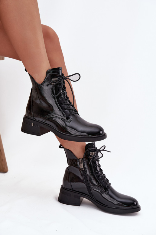 avec effet vernis réchauffer Bottes pour femmes Klocke Vinceza 58602 couleur noire