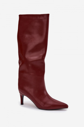 bottes pour femmes Un modèle convaincant réchauffer avec des talons fins Bourgogne Olivienne 2