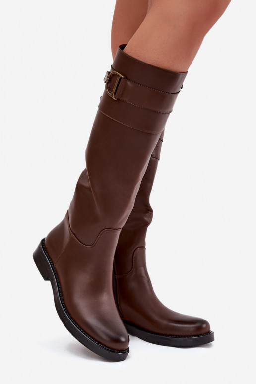 bottes pour femmes avec des talons larges Avec des décorations Detalem marron Arvessa bottes pour femmes avec des talons larges Avec des décorations Detalem marron Arvessa