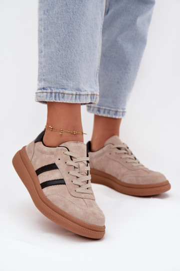 en daim Chaussures modèle baskets Féminin avec une plateforme beige Elivienne 2