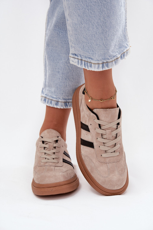 en daim Chaussures modèle baskets Féminin avec une plateforme beige Elivienne