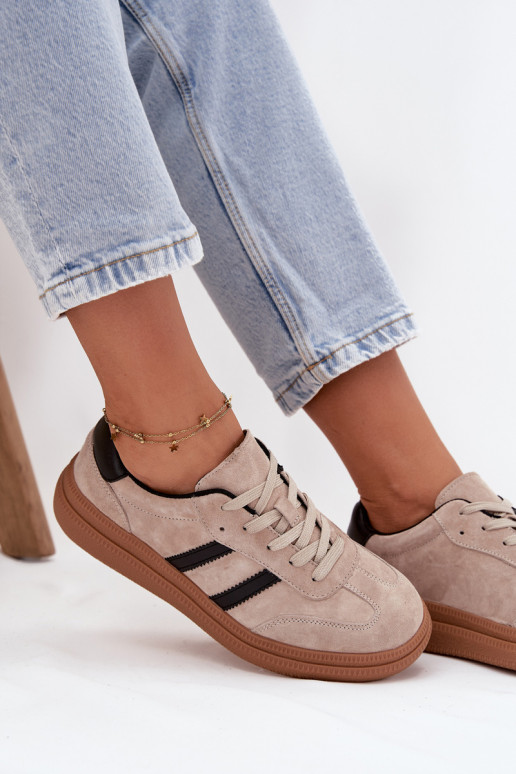 en daim Chaussures modèle baskets Féminin avec une plateforme beige Elivienne