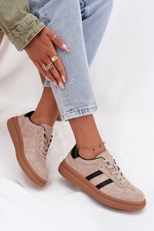en daim Chaussures modèle baskets Féminin avec une plateforme beige Elivienne