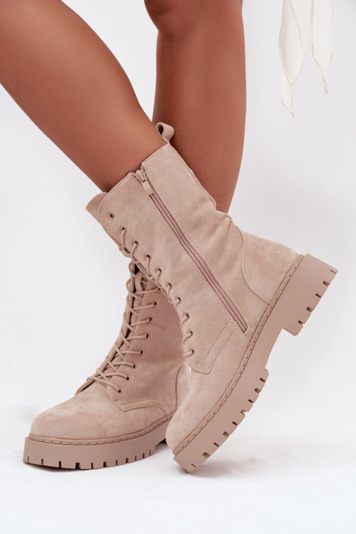 Bottines de travail Féminin réchauffer beige Il fautrvielle