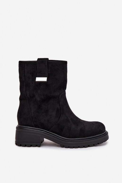 réchauffer Bottes pour femmes Sur un talon bas couleur noire Mirellea