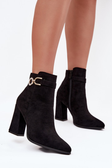 Bottines à talon en suédine noire avec ornements Lymall 2