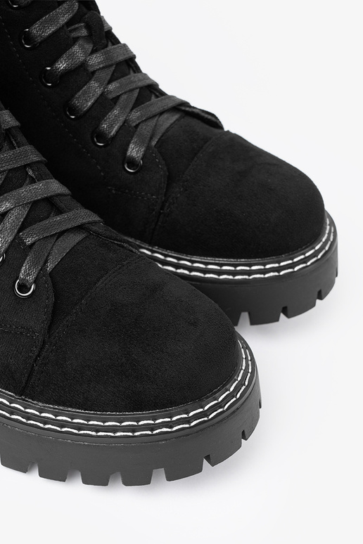 couleur noire lacé chaussures z błyszczącym cœurm