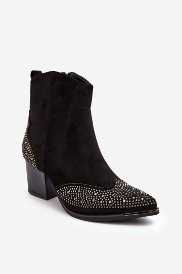Bottines à talons de style cowboy décorées couleur noire Eleduana 2