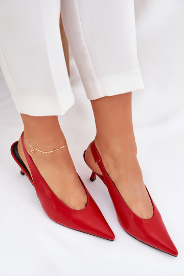 chaussures à talons hauts avec un talon ouvert Eko Peau couleur rouge Aricandia