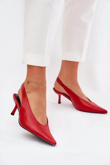 chaussures à talons hauts avec un talon ouvert Eko Peau couleur rouge Aricandia 2