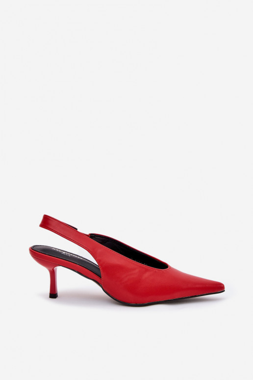 chaussures à talons hauts avec un talon ouvert Eko Peau couleur rouge Aricandia