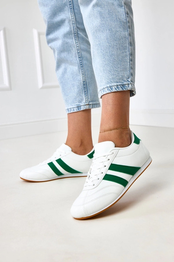 Baskets blanches de type tennis avec insert vert Mydland