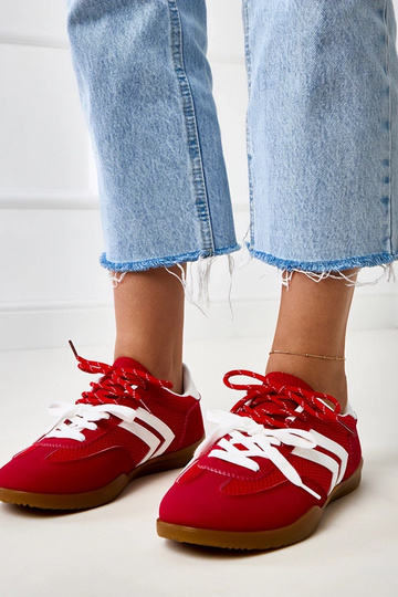 Baskets de tennis en tissu mesh rouges avec insert blanc Malkan