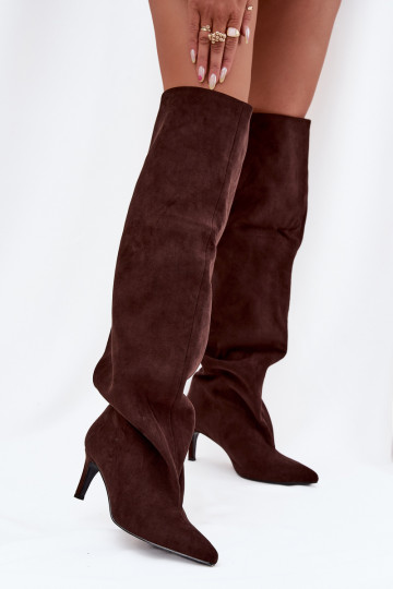 Bottes longues femme à talons fins, modèle à enfiler, couleur chocolat Tai turivilla 2