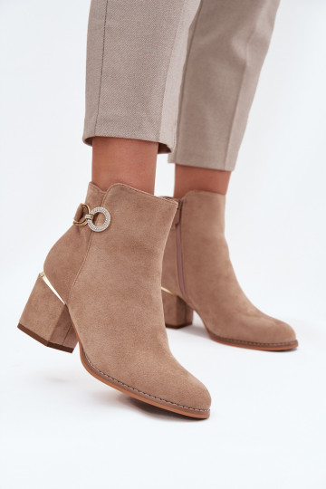 réchauffer Bottes pour femmes Ze couleur doréemi Detalami avec des talons beige Dorisse