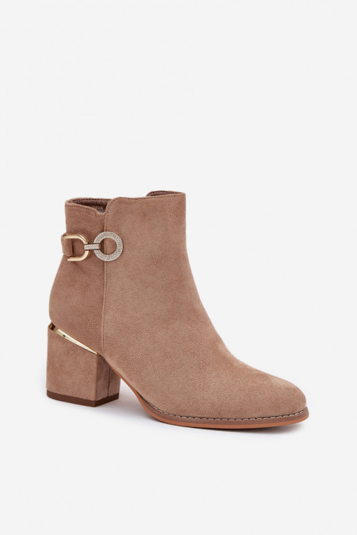 réchauffer Bottes pour femmes Ze couleur doréemi Detalami avec des talons beige Dorisse