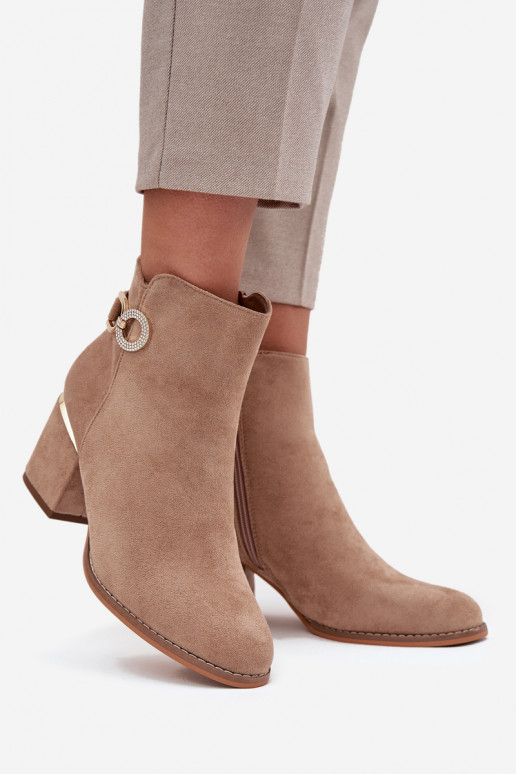 réchauffer Bottes pour femmes Ze couleur doréemi Detalami avec des talons beige Dorisse