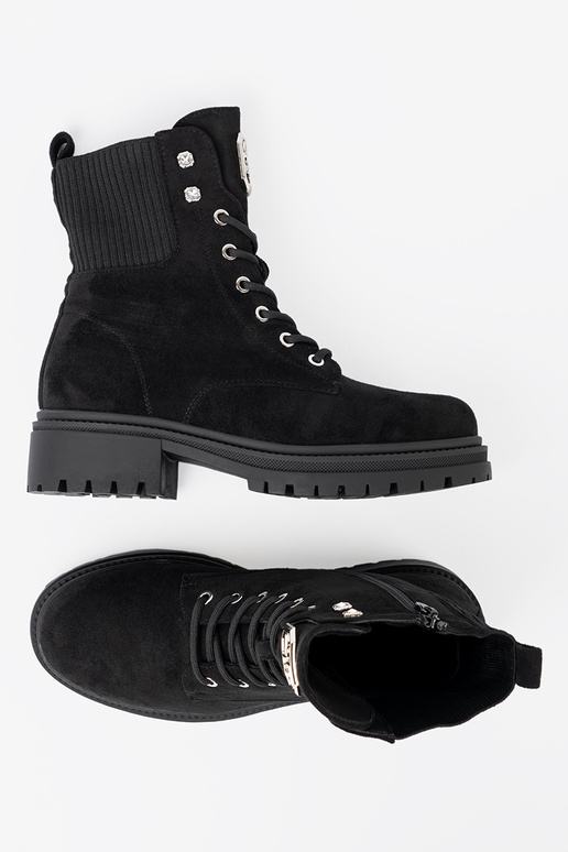 Style élégant couleur noire bottes d équitation hautes z błyszczącymi kryształkami