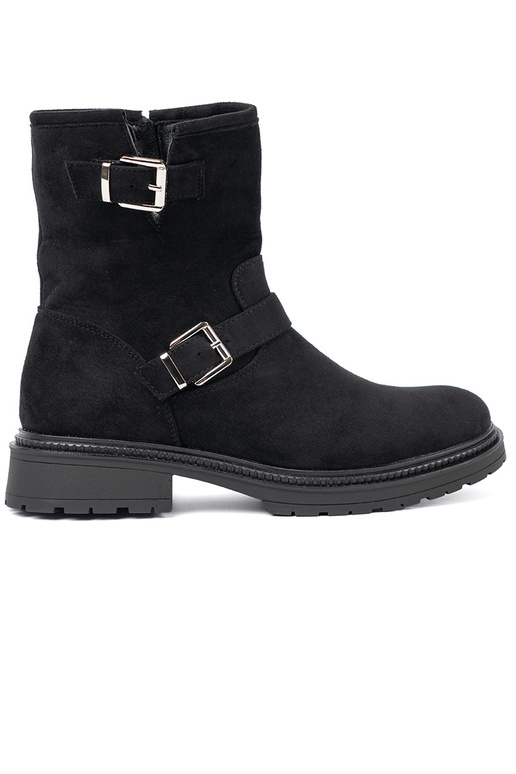 NoÀoczesne couleur noire chaussures ze argentmi klamrami