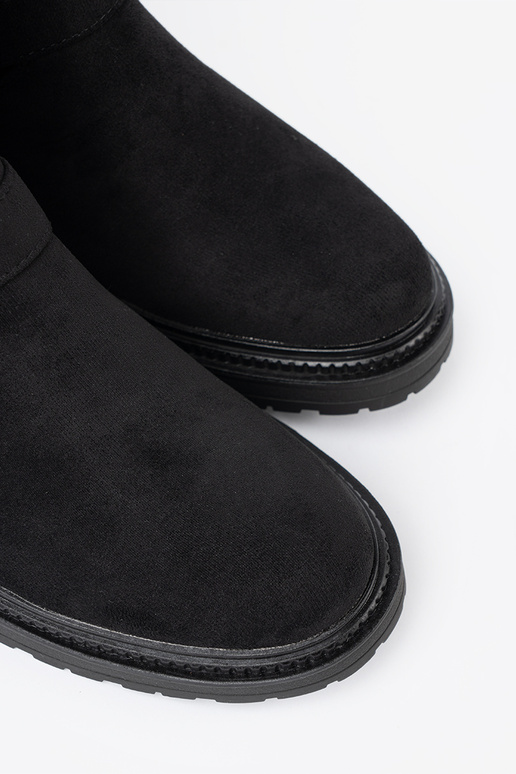 NoÀoczesne couleur noire chaussures ze argentmi klamrami