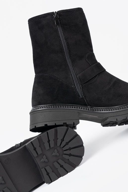 NoÀoczesne couleur noire chaussures ze argentmi klamrami