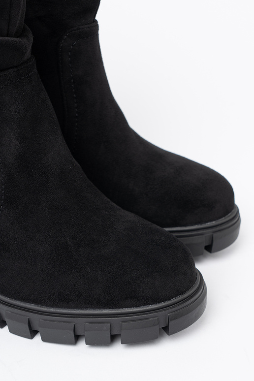 Élégant couleur noire chaussures avec un haut à volants Élégant couleur noire chaussures avec un haut à volants