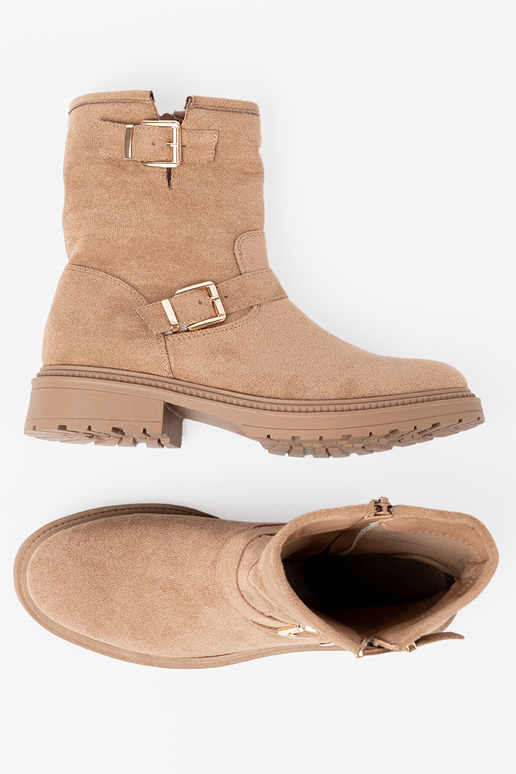 couleur caramel chaussures z ozdobnymi dorémi klamrami