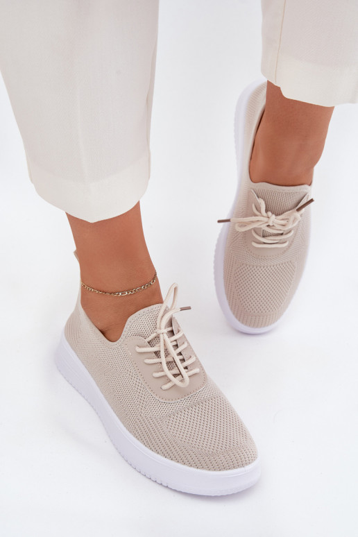 Un modèle convaincant baskets avec une plateforme Féminin beige Kalyra  Un modèle convaincant baskets avec une plateforme Féminin beige Kalyra