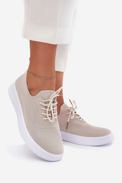 Un modèle convaincant baskets avec une plateforme Féminin beige Kalyra  Un modèle convaincant baskets avec une plateforme Féminin beige Kalyra
