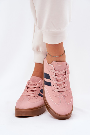 Chaussures modèle baskets Féminin avec une plateforme en cuir écologique couleur rose Ediriella 2