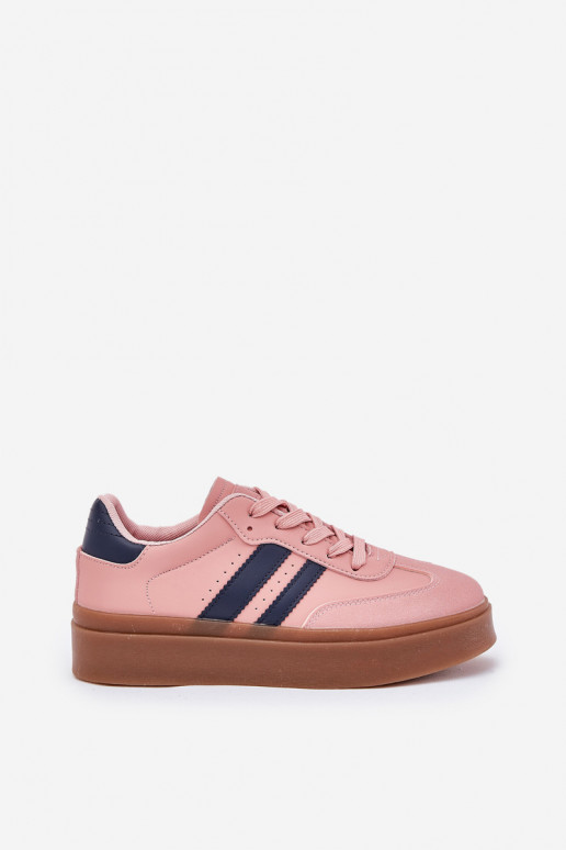 Chaussures modèle baskets Féminin avec une plateforme en cuir écologique couleur rose Ediriella Chaussures modèle baskets Féminin avec une plateforme en cuir écologique couleur rose Ediriella