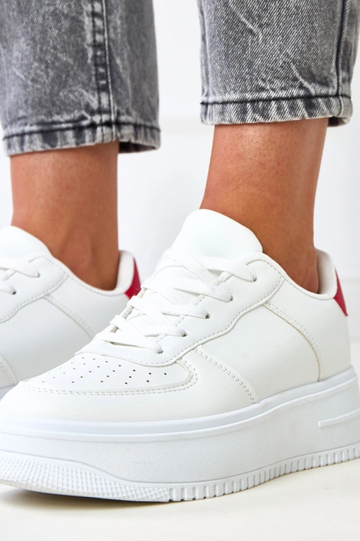 Baskets blanches avec plateforme et...
