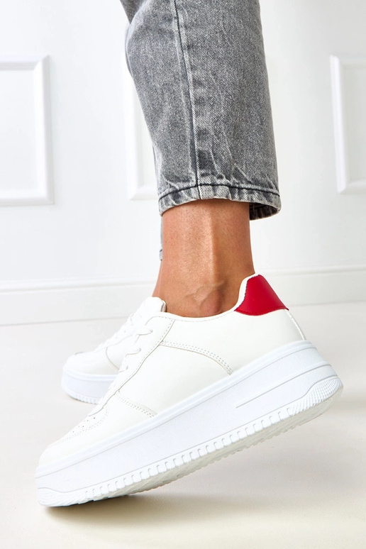 Baskets blanches avec plateforme et...