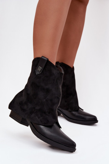 Bottines style cowboy chaudes avec talons, couleur noire Sylvette 2