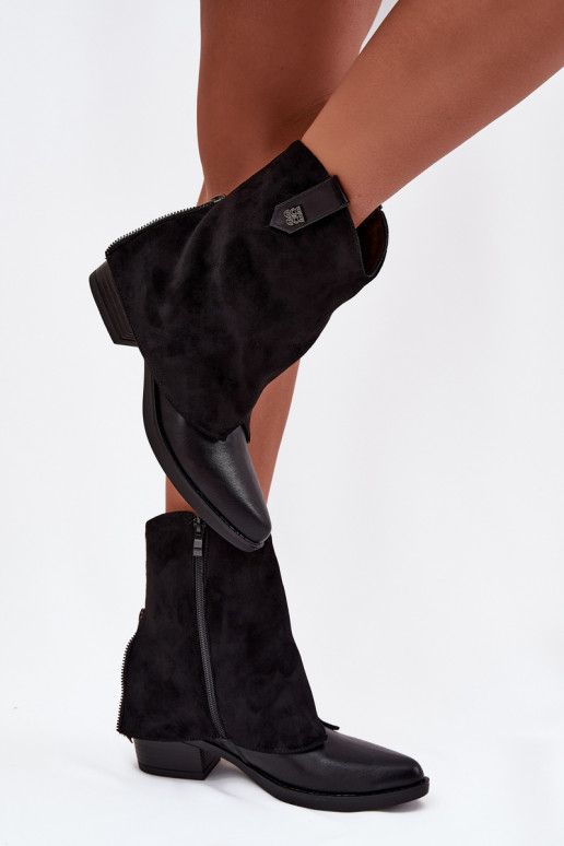 réchauffer bottes style coÀboy avec des talons couleur noire Sylvette