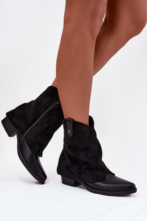 réchauffer bottes style coÀboy avec des talons couleur noire Sylvette