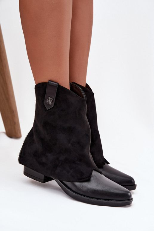 réchauffer bottes style coÀboy avec des talons couleur noire Sylvette