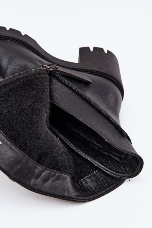 réchauffer Bottes pour femmes Sur des talons massifsPodÀójnym Zamkiem Vinceza 58605 couleur noire