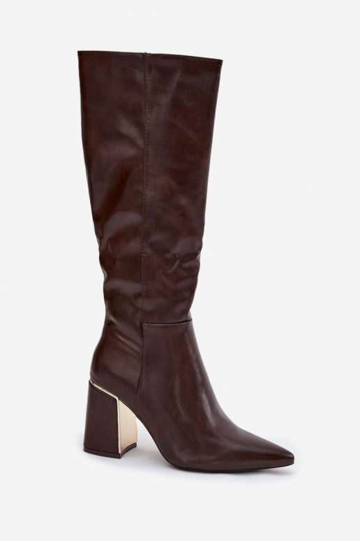 bottes pour femmes avec des talons Ze couleur doréem Élément CzekoladoÀe Alessine