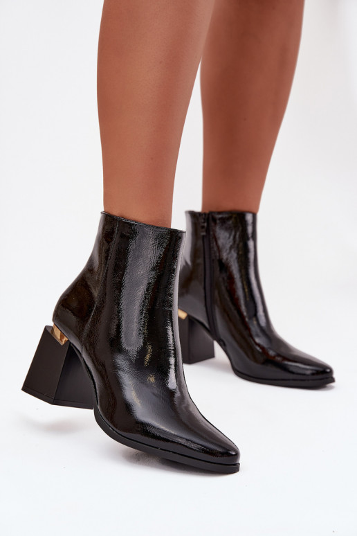 avec effet vernis réchauffer Bottes pour femmes en cuir écologique couleur noire Brivelle
